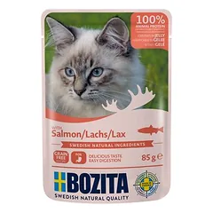 Bozita gabaliukai drebučiuose Pouch, drėgnas maistas katėms, ekonominė pakuotė 24 x 85 g — 5 nuotrauka
