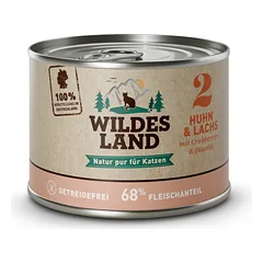 WILDES LAND Chicken&salmon konservuotas begrūdis pašaras suaugusioms katėms su vištiena ir lašiša, 200 g