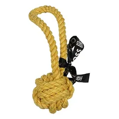 Europet Bernina Hundespielzeug Ball mit Schlaufe „are you knots“ gelb