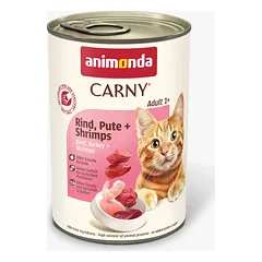 Animonda Carny Adult Beef + Turkey + Shrimp – konservai katėms su šviežia jautiena, kalakutiena ir krevetėmis, 400 g