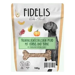 FIDELIS treniruočių kauliukai su arkliena, moliūgu ir kriauše, skanėstai šunims (100 g)