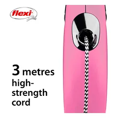 Flexi New Classic Cord virvinis, rožinis pavadėlis šunims, XS, 3 m — 3 nuotrauka