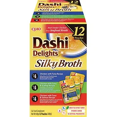 INABA Ciao Broth – cat supplement: broth with chicken, salmon, tuna, and sea urchin flavors, 12 x 40 g
