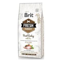 Brit Fresh Turkey with Pea Fit&Slim sausas pašaras šunims