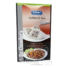 DR. CLAUDER’S drėgnas maistas katėms su paukštiena ir inkstais 12×100 g