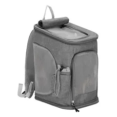 Gyvūnų transportavimo kuprinė, 39 x 28 x 27 cm, pilka — 5 nuotrauka