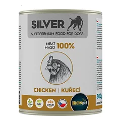 IRONpet Silver Dog Chicken 100% meat 800g vištienos konservai šunims