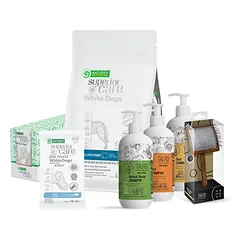 Visų dydžių ir amžiaus baltakailių šunų produktų rinkinys
