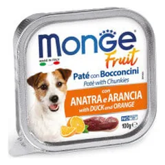 Monge Fruit Pate & Chunkies konservai su antiena ir apelsinais šunims - Pet24