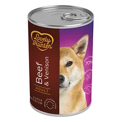 LOVELY HUNTER ADULT KONSERVUOTAS PAŠARAS ŠUNIMS SU JAUTIENA IR ELNIENA 800g