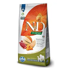 Farmina N&D Dog Grain Free Adult Medium Maxi Duck Pumpkin Cantaloupe Melon begrūdis sausas maistas suaugusiems vidutinių ir didelių veislių šunims su antiena, moliūgu ir kantalupės melionu, 12 kg