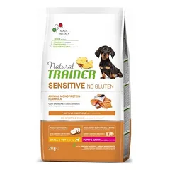 Natural Trainer Dog Sensitive No Gluten Puppy&Junior Small&T Salmon be glitimo sausas maistas mažų veislių šuniukams su lašiša, 0,8 kg