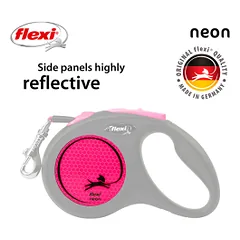 Flexi New Neon Tape juostinis, rožinis pavadėlis šunims, S, 5 m — 3 nuotrauka