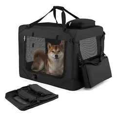 GIANTEX Transportbox Hund Katze 72x52,5x52,5cm Oxford 3 Türen Matte