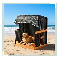 Šunų guolis Relaxdays 10053176_469, Su pasukamu dubeniu, 75 × 95 × 65 cm — 3 nuotrauka