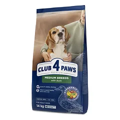 CLUB 4 PAWS Premium visavertis pašaras vidutinių veislių  suaugusiems šunims su antiena, 14 kg