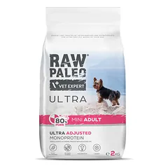 RAW PALEO Ultra sausas maistas mažų veislių suaugusiems šunims su kiauliena 2 kg