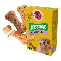 PEDIGREE® Biscrok™ Multi Mix 500 g – papildomas maistas suaugusiems šunims, vištienos, jautienos ir ėrienos skonio