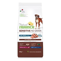 NATURAL TRAINER NT ADULT DOG SENSITIVE NO GRAIN M/M TROUT upėtakis 3kg. – 12kg.