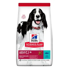 Hills Sience Plan Medium Canine Adult ėdalas šunims su tunu ir ryžiais