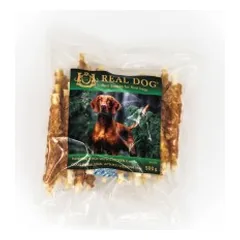 Real Dog SNACKS Odos pagaliukai, apsukti vištiena 11cm 500g