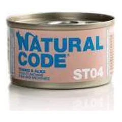 Natural Code ST04 drėgnas maistas suaugusioms katėms su tunu ir ančiuviais, 85 g