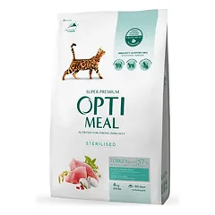 OPTIMEAL sausas maistas sterilizuotoms katėms su kalakutiena 10 kg