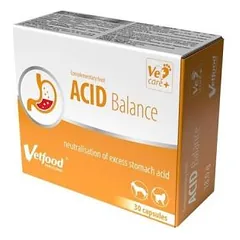 Vetfood Acid Balance papildai šunims ir katėms reguliuojantys vėmimą ir viduriavimą, 30 kapsulių nuotrauka