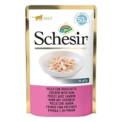 SCHESIR Vištiena su kumpiu – papildomas kačių maistas, 12 x 50 g