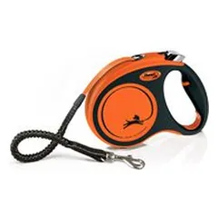 Flexi Xtreme M Tape 5 m pavadėlis šunims iki 35 kg, juodas/oranžinis