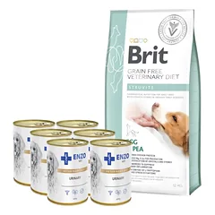 Brit GF veterinary diets dog Struvite 12 kg + ENZO VET Urinary nuo šlapimo takų ligų su vištiena šunims 6x400g