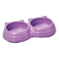 Record bambukinis violetinis dubenėlis katėms 150+150ml