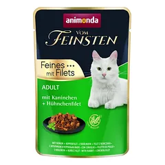 ANIMONDA Vom Feinsten Fines su filetais Suaugusiems Katėms Triušis ir Vištienos Filetas 85g drėgnas maistas katėms