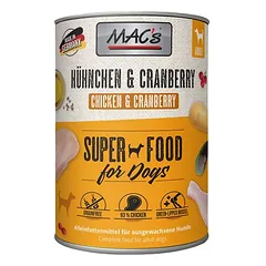 MAC's Adult Superfood drėgnas maistas šunims, ekonominė pakuotė 12 x 400 g, Hühnchen & Cranberry — 4 nuotrauka