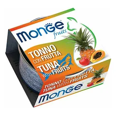 Monge Fruits Adult tuno gabaliukai su vaisiais, drėgnas maistas katėms 80 g