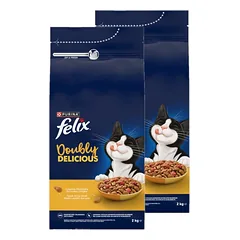 Felix Doubly Delicious Maistas suaugusiems katėms su skaniu vištienos ir kalakutienos mišiniu 2x2 kg