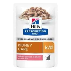 Hills Prescription Diet Kidney Care k/d Salmon drėgnas maistas katėms, skirtas inkstų funkcijai palaikyti, 85 g