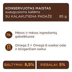 CLUB 4 PAWS Premium konservuotas pašaras su kalakutiena padaže suaugusioms katėms, 85g — 2 nuotrauka