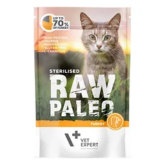 VetExpert Raw Paleo Sterilised su kalakutiena, drėgnas maistas katėms 100 g parduotuvėje mumbo.lt