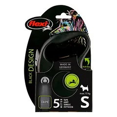 flexi Black Design juostinis pavadėlis, juodas, 5 m, Dydis S: iki 15 kg — 4 nuotrauka