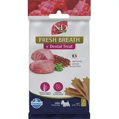 FARMINA N&D Quinoa Dental Treat Fresh breath Mini 60 g (7 vnt.) dantų skanėstai mažų veislių šunims
