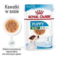 ROYAL CANIN Mini puppy 24x85 g šlapias maistas padaže, skirto mažų veislių šuniukams iki 10 mėn.