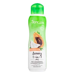 Tropiclean Papaya & Coconut 2-in-1 - vaisinis šampūnas ir kondicionierius viename šunims ir katėms