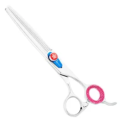 Kenchii Five Star Offset Blenders - one-sided grooming thinning shears, 46 teeth with micro-serration