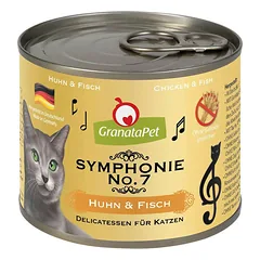 GranataPet Symphonie - aukštos mėsos sudėties kačių maistas, vištiena ir žuvis