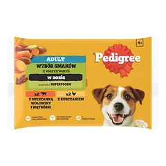 PEDIGREE konservuotas maistas šunims su vištiena, jautiena ir daržovėmis 4x100 g