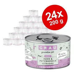 GRAU Adult begrūdis drėgnas maistas katėms, ekonominė pakuotė 24 x 200 g