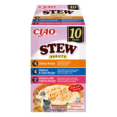 CIAO Stew troškinys katėms su vištiena tunu ir lašiša, 10x40g