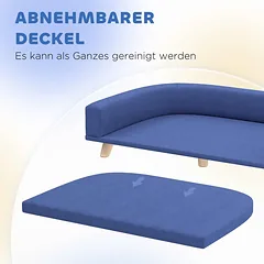 Šunų sofa, su nuimama pagalvėle, Mėlyna, 98 × 67 × 25 cm — 5 nuotrauka