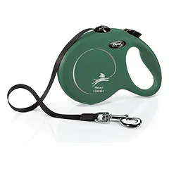 flexi New Classic L automatinis pavadėlis, juosta 5m, alyvuogių žalias parduotuvėje petshop.lt